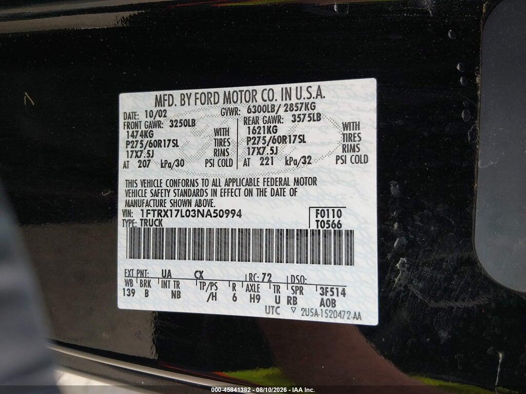 1FTRX17L03NA50994 2003 FORD F-150 photo no. 9
