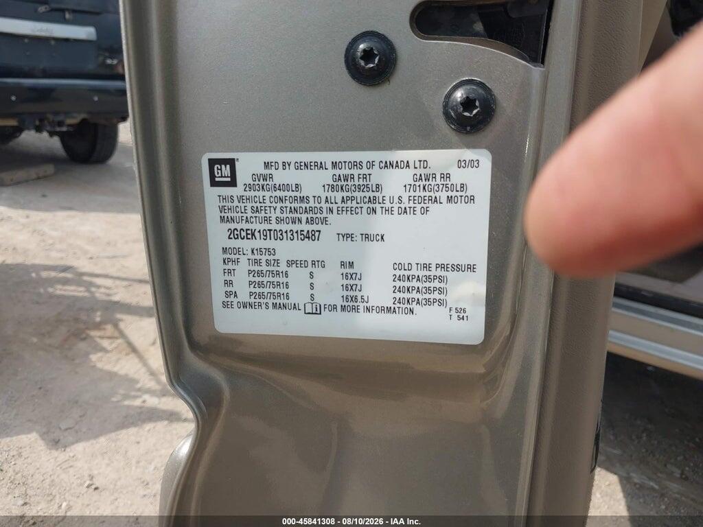 2GCEK19T031315487 2003 CHEVROLET SILVERADO 1500 photo no. 9