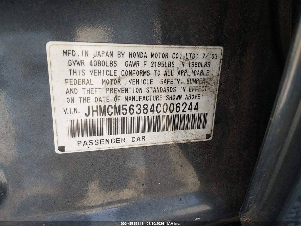 JHMCM56384C006244 2004 HONDA ACCORD photo no. 9