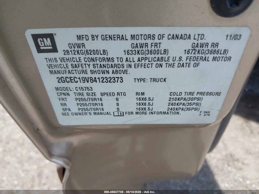 2GCEC19V841232373 2004 CHEVROLET SILVERADO 1500 photo no. 9
