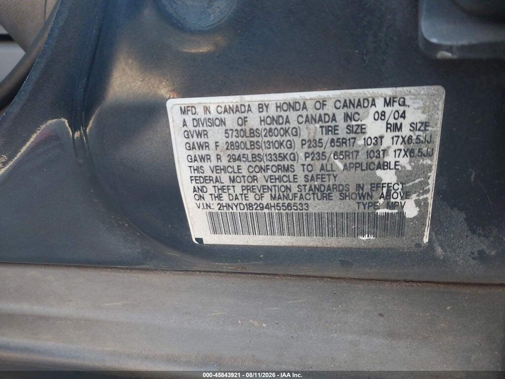 2HNYD18294H556533 2004 ACURA MDX photo no. 9