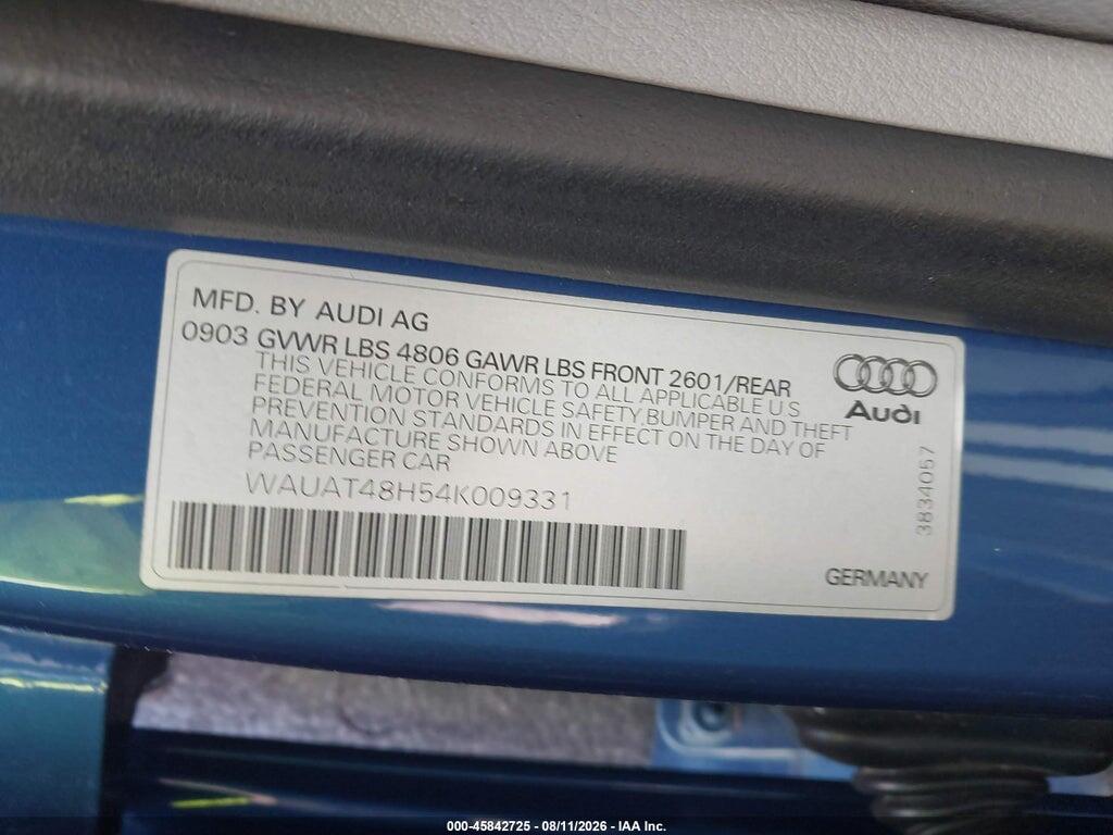 WAUAT48H54K009331 2004 AUDI A4 photo no. 9