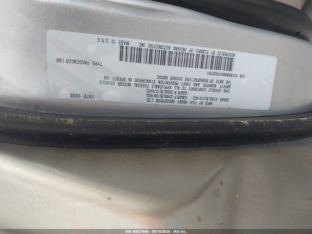 4S3BH896947625761 2004 SUBARU OUTBACK photo no. 9