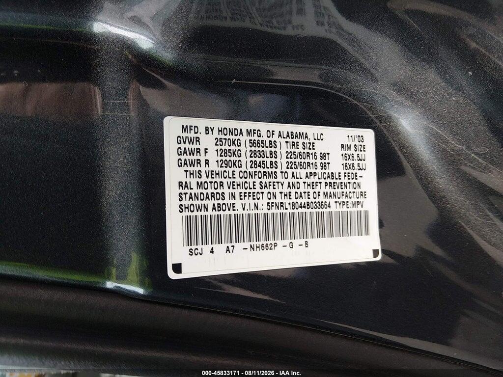 5FNRL18044B033664 2004 HONDA ODYSSEY photo no. 9