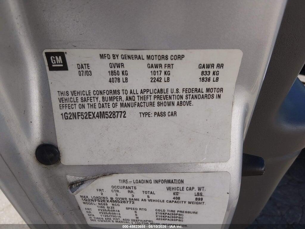 1G2NF52EX4M528772 2004 PONTIAC GRAND AM photo no. 9