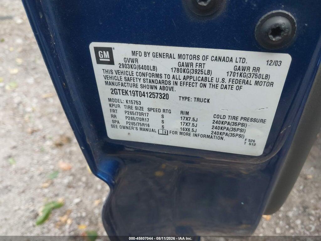2GTEK19T041257320 2004 GMC SIERRA 1500 photo no. 9