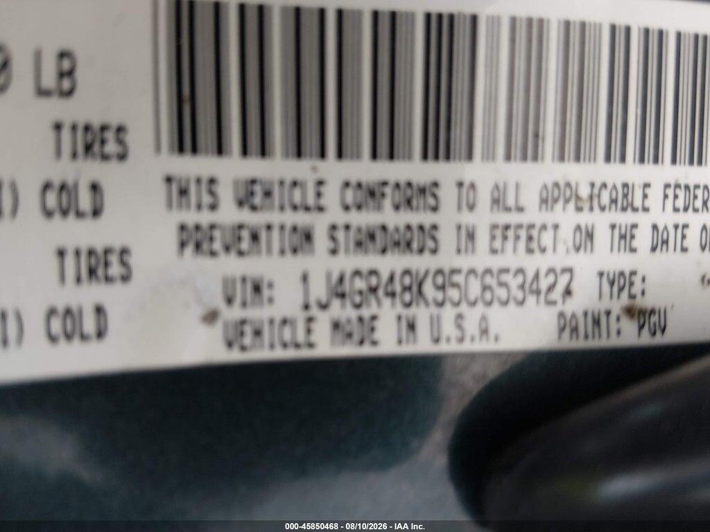 1J4GR48K95C653427 2005 JEEP GRAND CHEROKEE photo no. 9