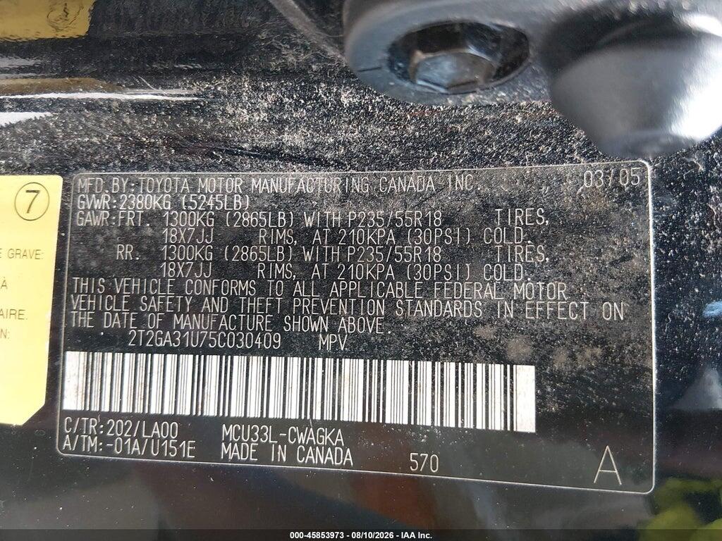2T2GA31U75C030409 2005 LEXUS RX 330 photo no. 9