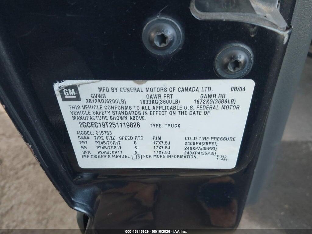 2GCEC19T251119826 2005 CHEVROLET SILVERADO 1500 photo no. 9