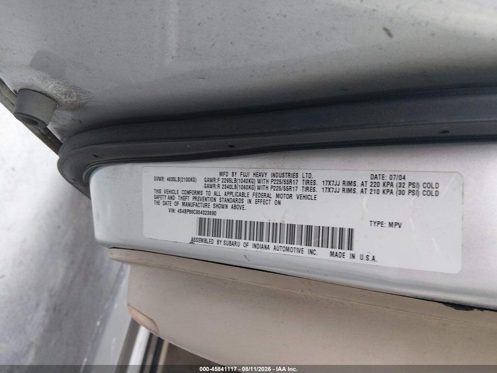4S4BP86C954323690 2005 SUBARU OUTBACK photo no. 9