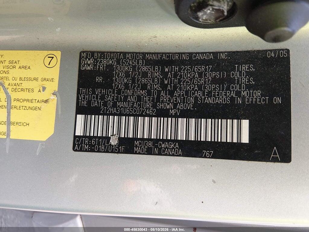2T2HA31U65C072462 2005 LEXUS RX 330 photo no. 9