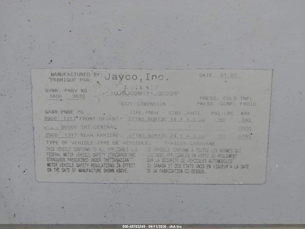 1UJBJ02M151JG0228 2005 JAYCO OTHER photo no. 9