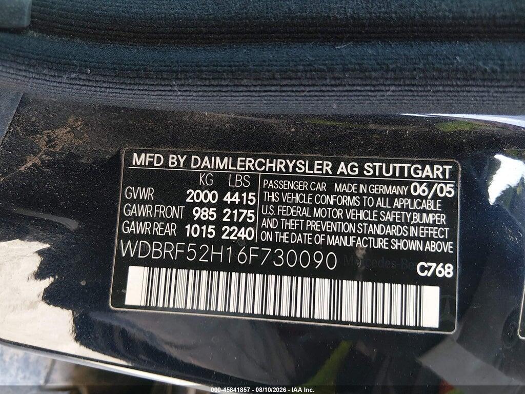 WDBRF52H16F730090 2006 MERCEDES-BENZ C 230 photo no. 9