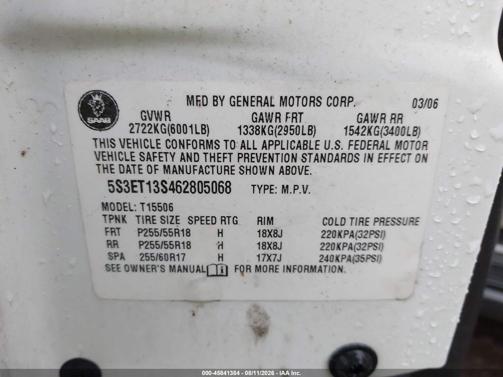 5S3ET13S462805068 2006 SAAB 9-7X photo no. 9