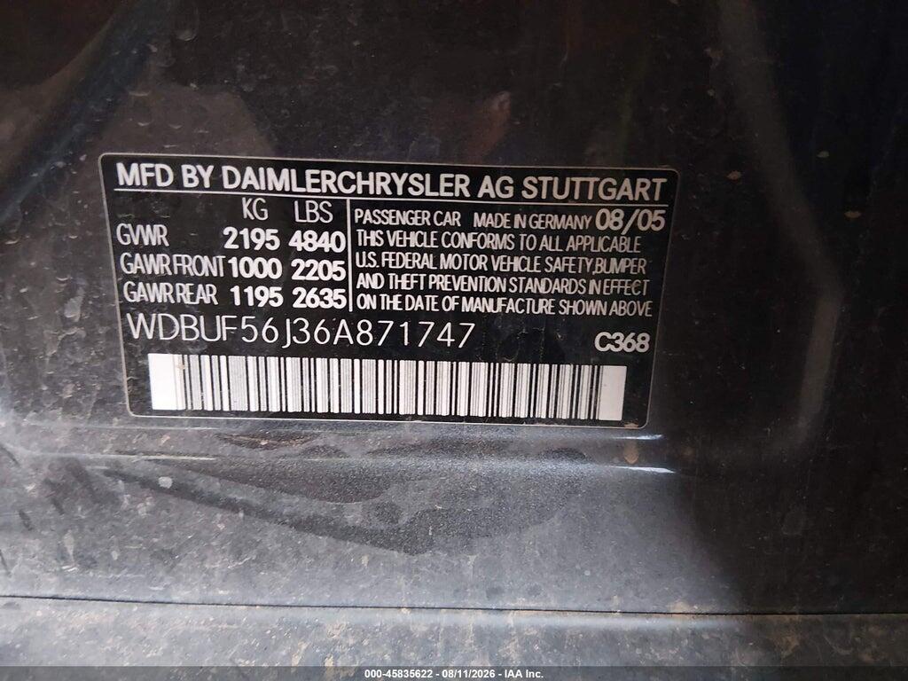 WDBUF56J36A871747 2006 MERCEDES-BENZ E 350 photo no. 9