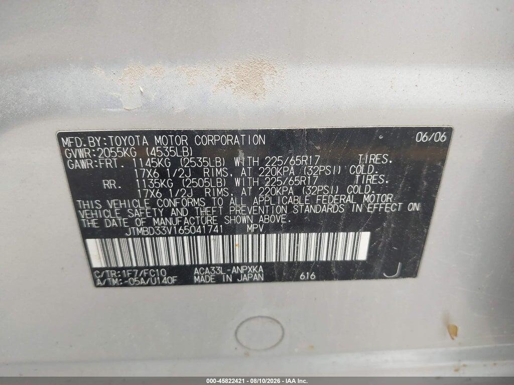 JTMBD33V165041741 2006 TOYOTA RAV4 photo no. 9