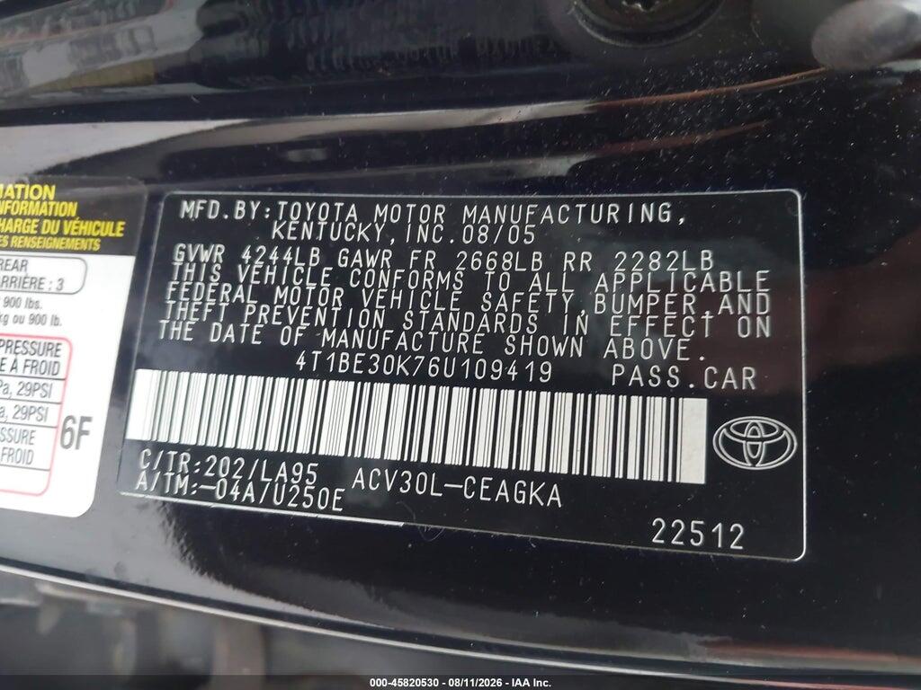 4T1BE30K76U109419 2006 TOYOTA CAMRY photo no. 9