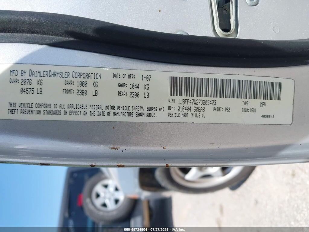 1J8FF47W27D205423 2007 JEEP COMPASS photo no. 9