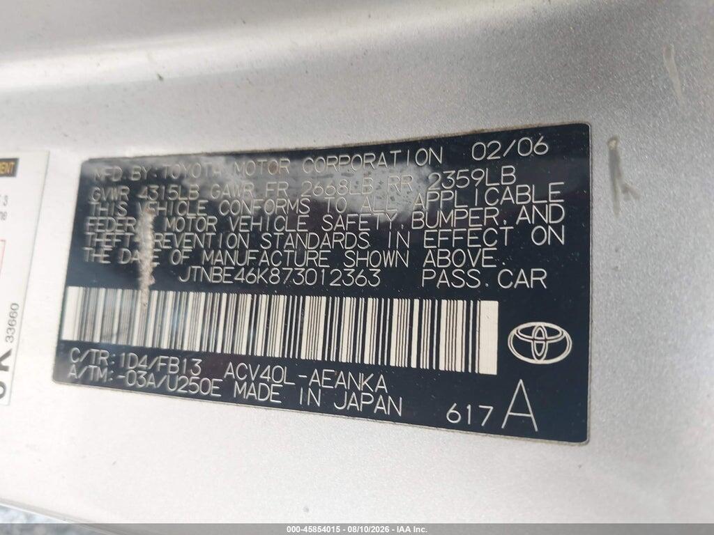 JTNBE46K873012363 2007 TOYOTA CAMRY photo no. 9