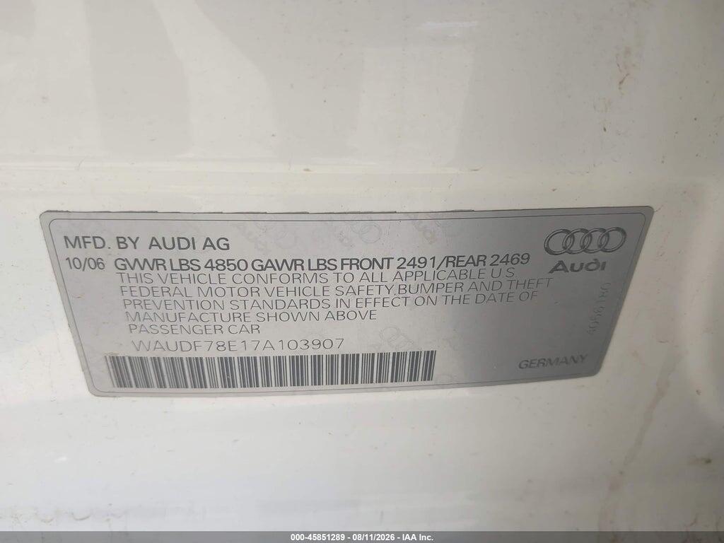WAUDF78E17A103907 2007 AUDI A4 photo no. 9