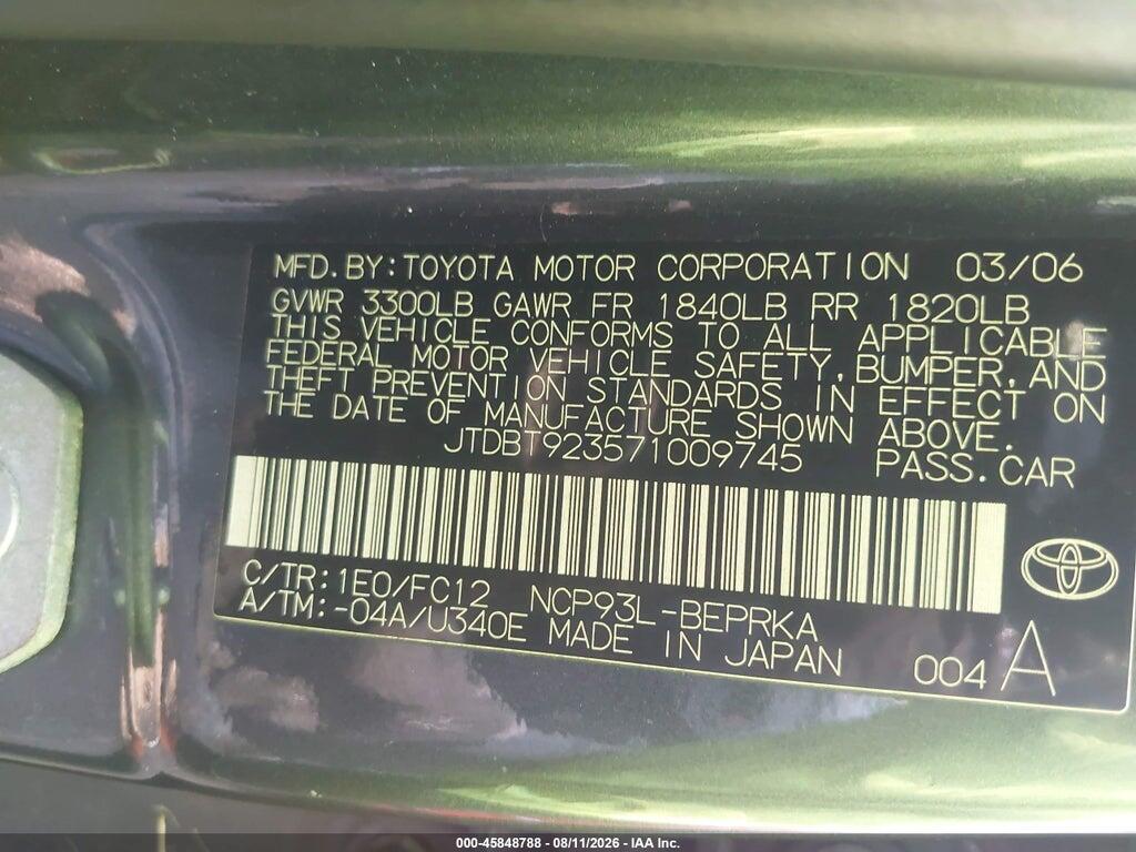 JTDBT923571009745 2007 TOYOTA YARIS photo no. 9