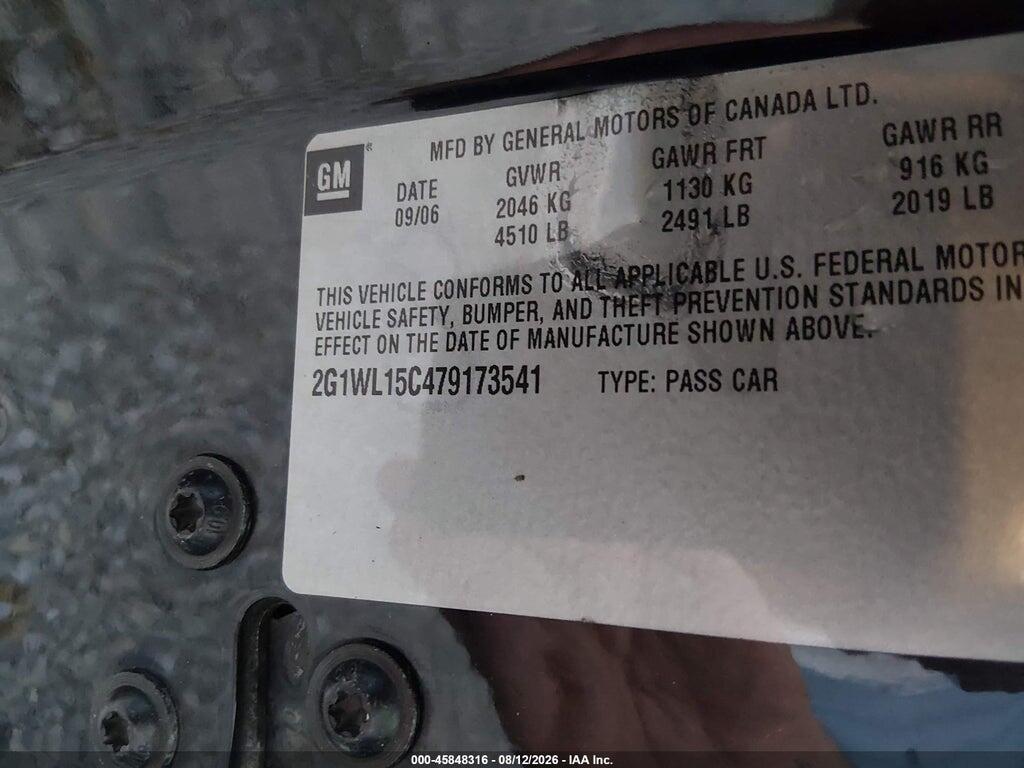 2G1WL15C479173541 2007 CHEVROLET MONTE CARLO photo no. 9