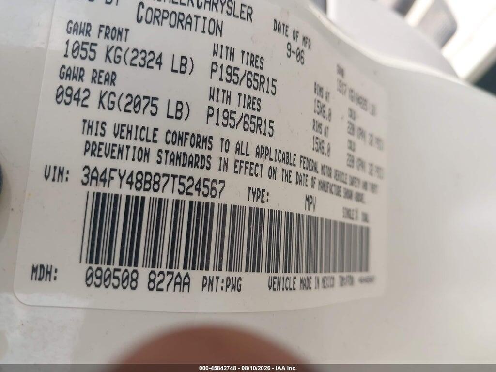 3A4FY48B87T524567 2007 CHRYSLER PT CRUISER photo no. 9