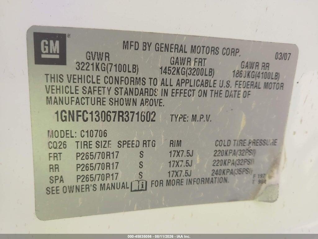 1GNFC13067R371602 2007 CHEVROLET TAHOE photo no. 9