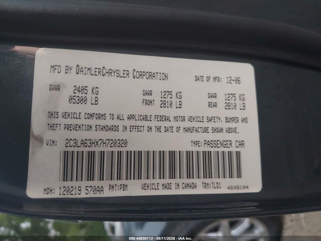 2C3LA63HX7H720320 2007 CHRYSLER 300C photo no. 9