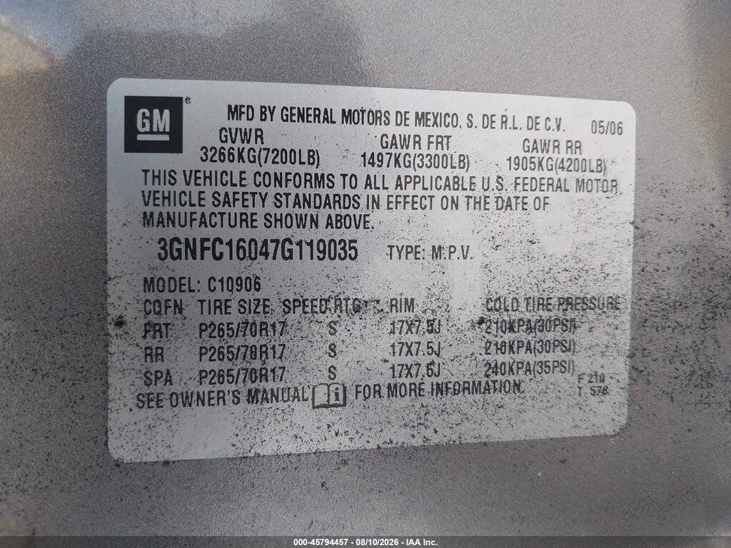 3GNFC16047G119035 2007 CHEVROLET SUBURBAN photo no. 9