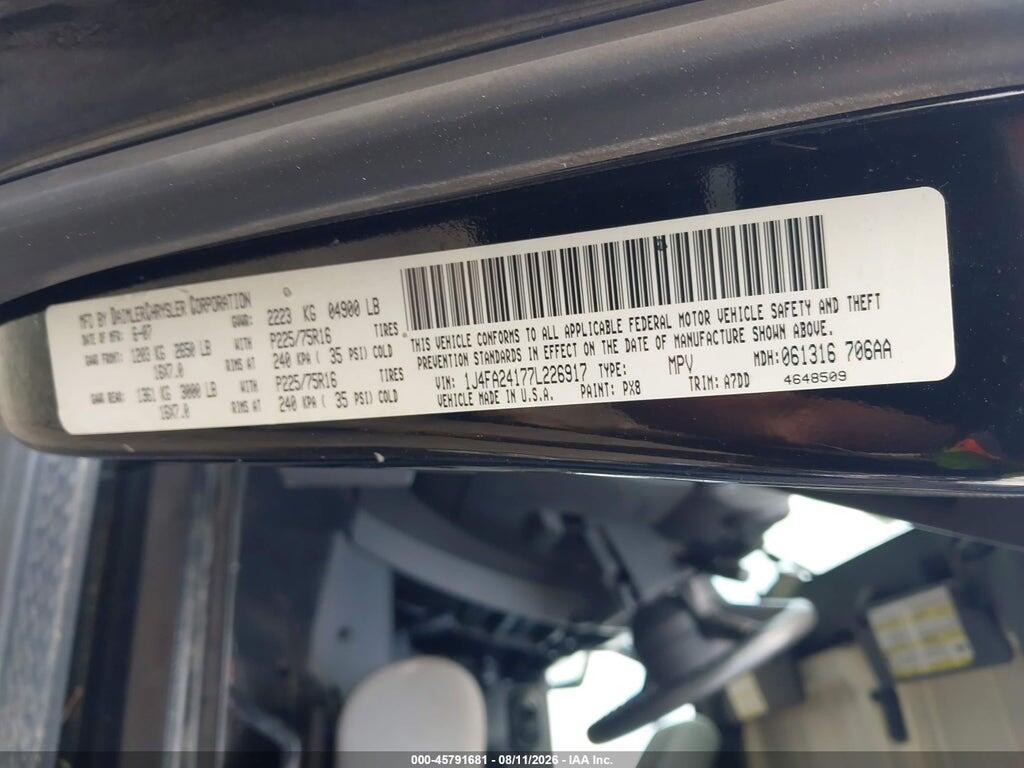 1J4FA24177L226917 2007 JEEP WRANGLER photo no. 9