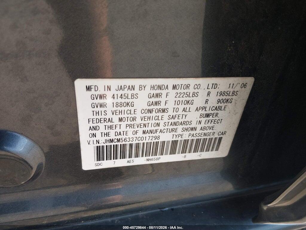 JHMCM56337C017298 2007 HONDA ACCORD photo no. 9