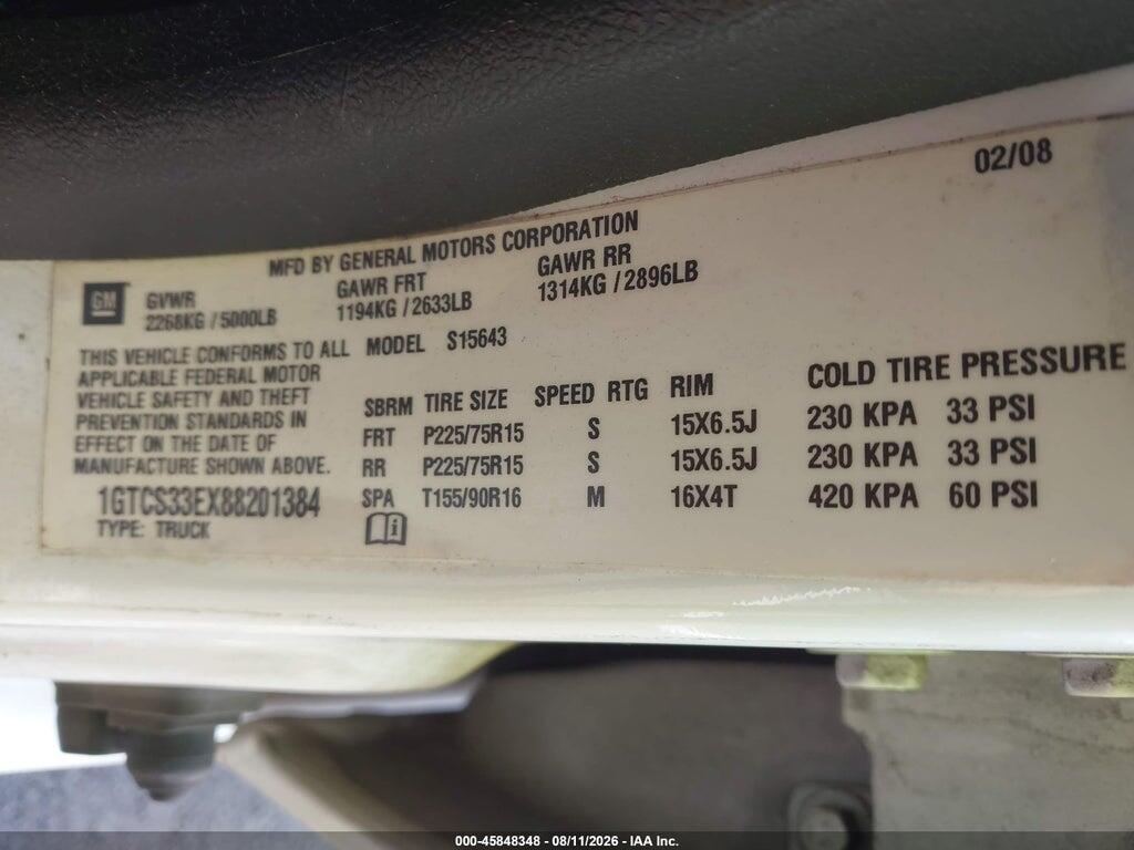 1GTCS33EX88201384 2008 GMC CANYON photo no. 9