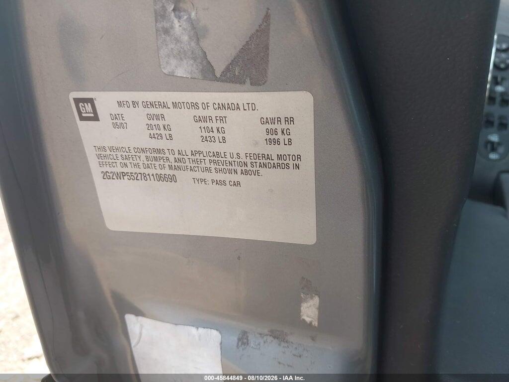 2G2WP552781106690 2008 PONTIAC GRAND PRIX photo no. 9