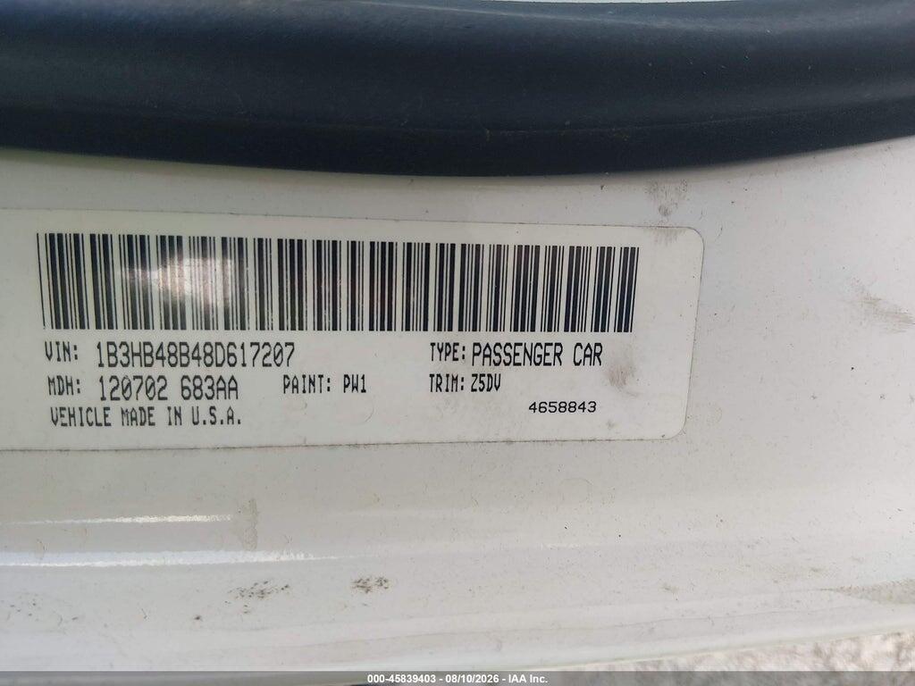 1B3HB48B48D617207 2008 DODGE CALIBER photo no. 9