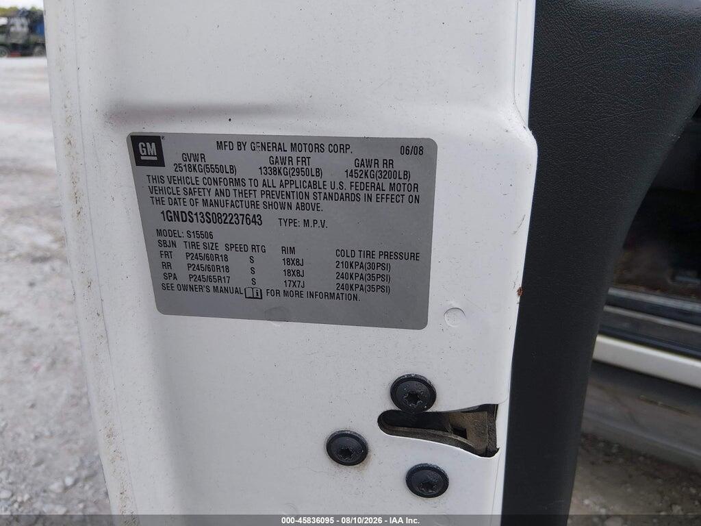 1GNDS13S082237643 2008 CHEVROLET TRAILBLAZER photo no. 9