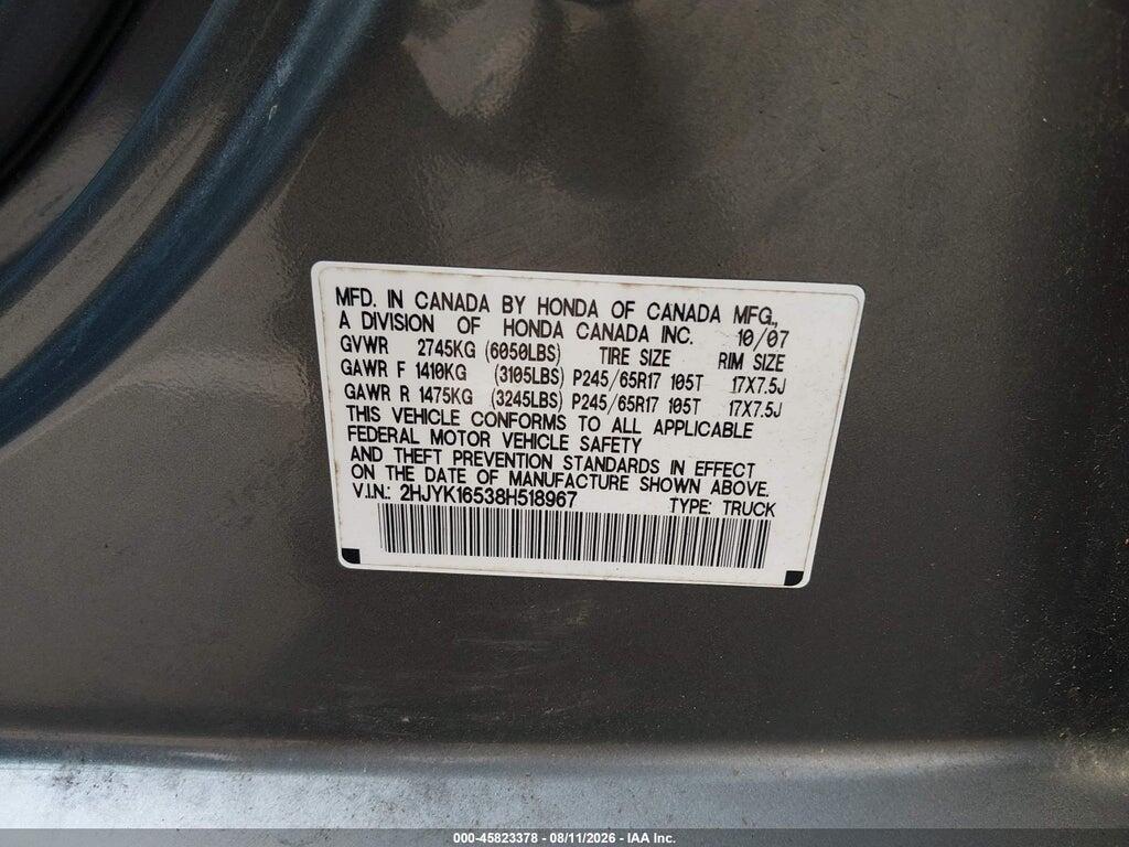 00S24415108203012 2008 HONDA RIDGELINE photo no. 9