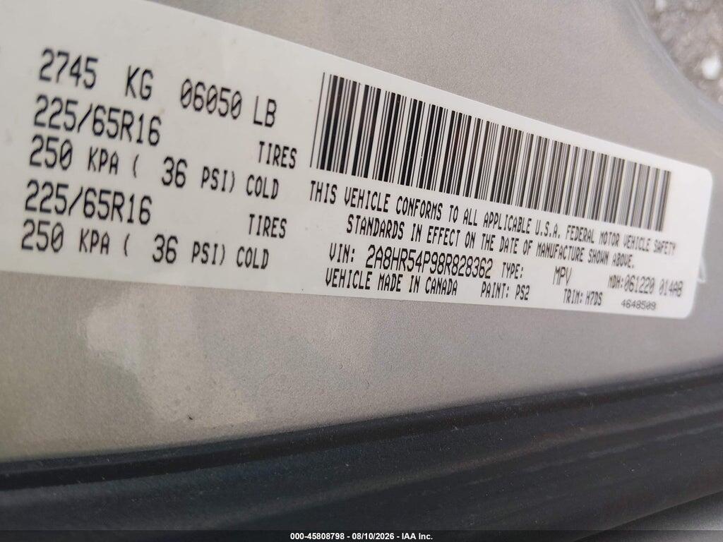 2A8HR54P98R828362 2008 CHRYSLER TOWN & COUNTRY photo no. 9