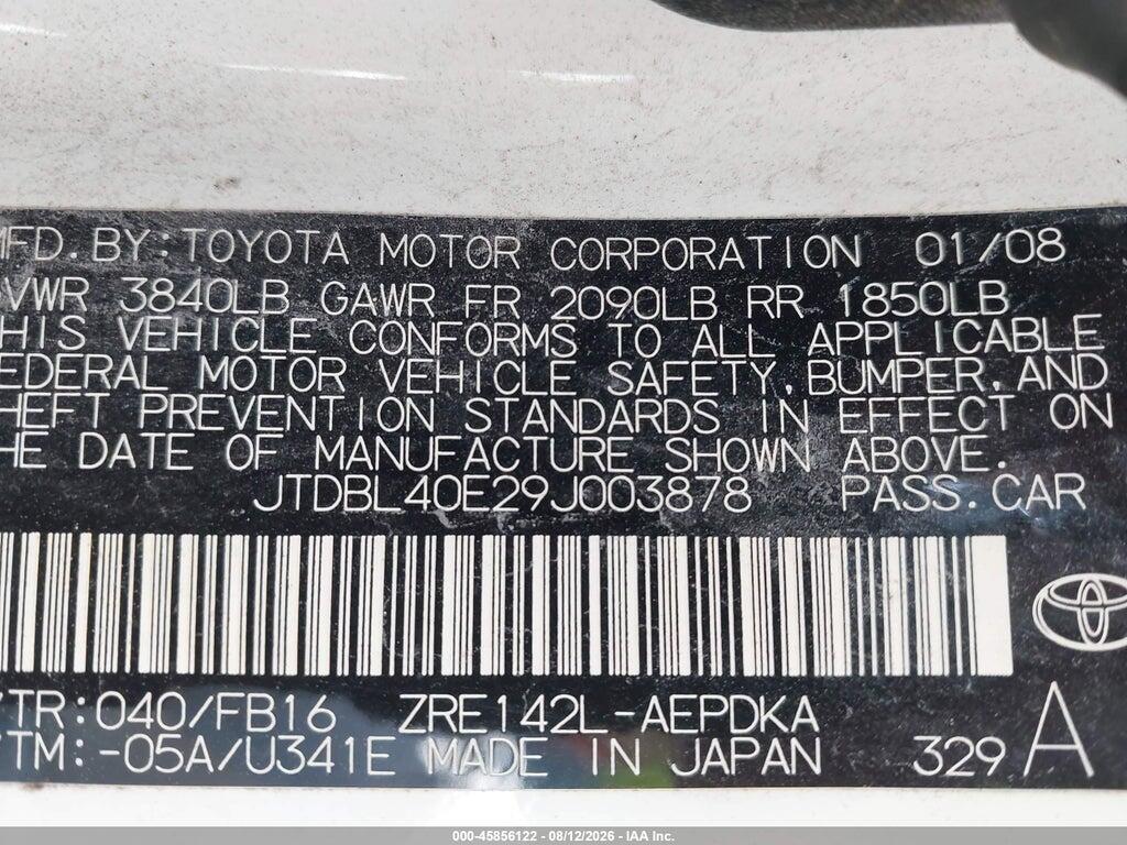 JTDBL40E29J003878 2009 TOYOTA COROLLA photo no. 9