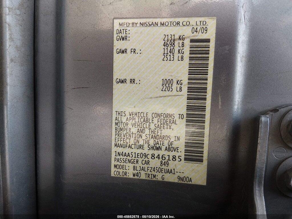 1N4AA51E09C846185 2009 NISSAN MAXIMA photo no. 9