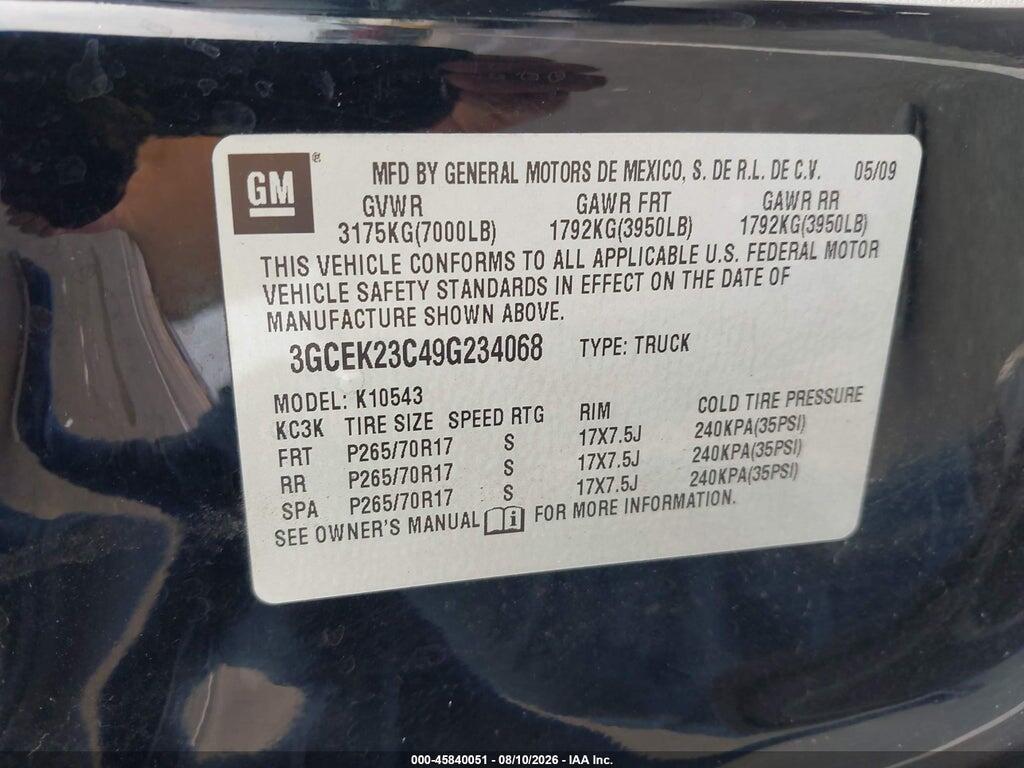 3GCEK23C49G234068 2009 CHEVROLET SILVERADO 1500 photo no. 9