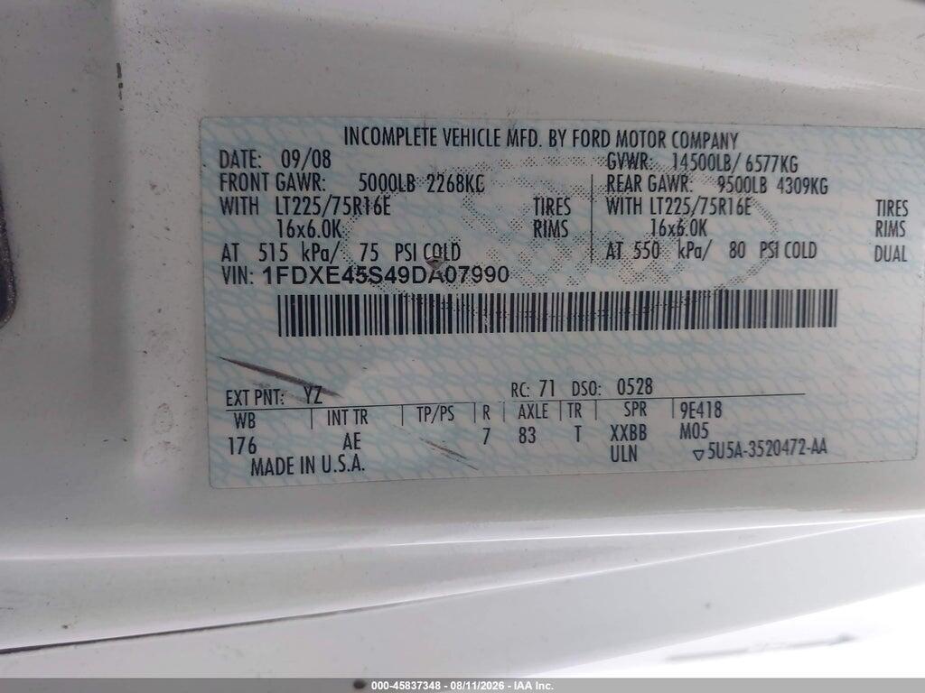 1FDXE45S49DA07990 2009 FORD E-450 CUTAWAY photo no. 8