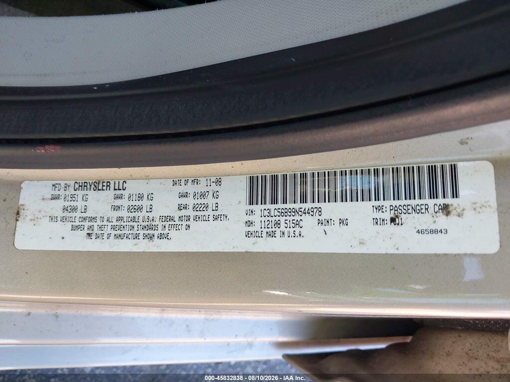 1C3LC56B99N544978 2009 CHRYSLER SEBRING photo no. 9