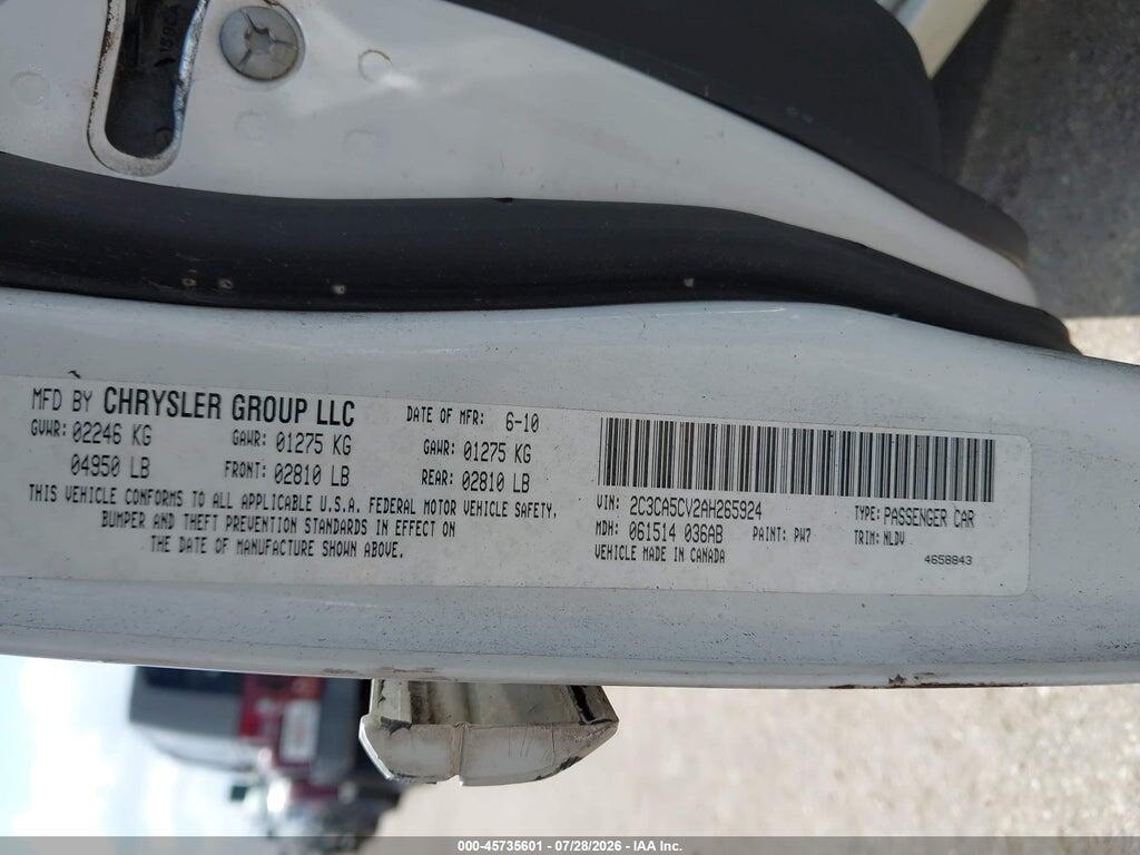 2C3CA5CV2AH265924 2010 CHRYSLER 300 photo no. 9
