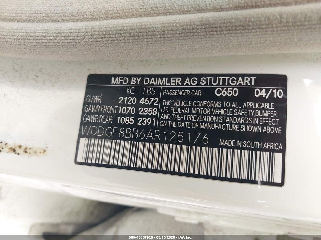 WDDGF8BB6AR125176 2010 MERCEDES-BENZ C 300 photo no. 9