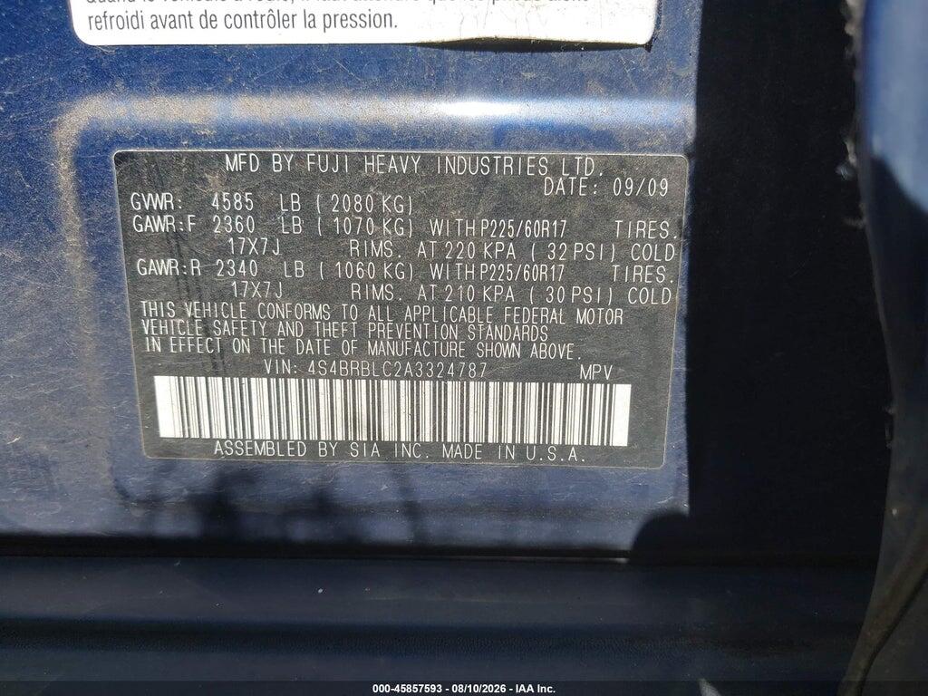 4S4BRBLC2A3324787 2010 SUBARU OUTBACK photo no. 9