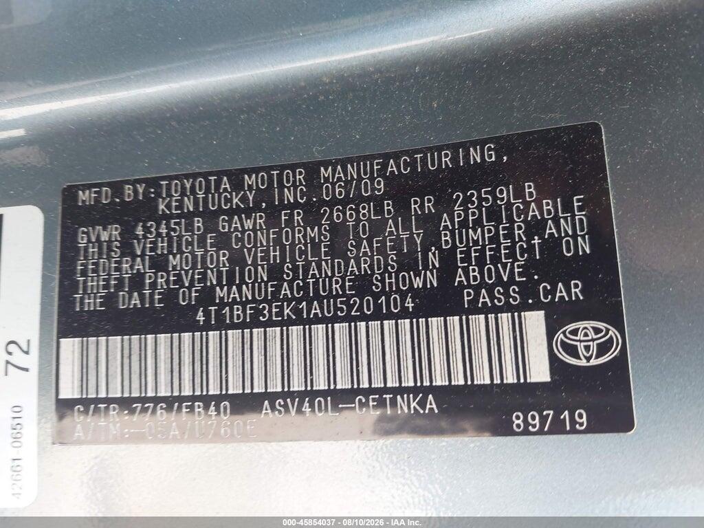 4T1BF3EK1AU520104 2010 TOYOTA CAMRY photo no. 9