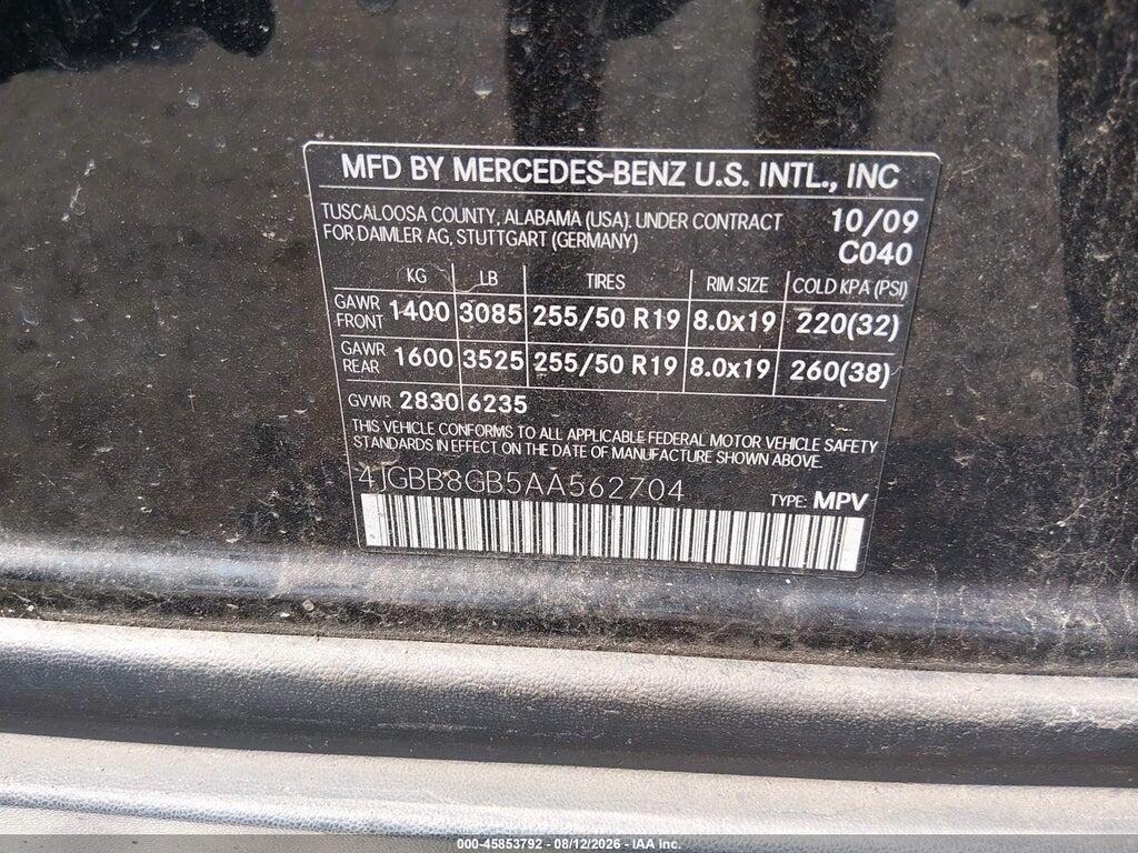 4JGBB8GB5AA562704 2010 MERCEDES-BENZ ML 350 photo no. 9