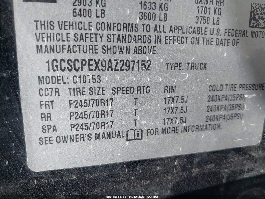 1GCSCPEX9AZ297152 2010 CHEVROLET SILVERADO 1500 photo no. 9