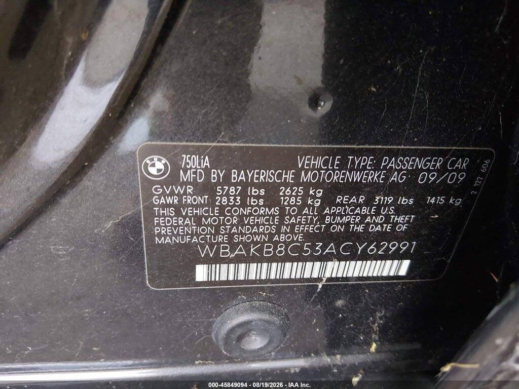 WBAKB8C53ACY62991 2010 BMW 750LI photo no. 9
